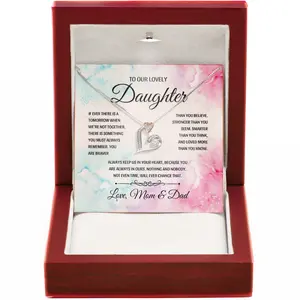 Daughter Jewelry Gift from Parents - 14k Gold Pendant with Heartfelt Card Perfect for Graduation Birthday Wedding or Special Occasions