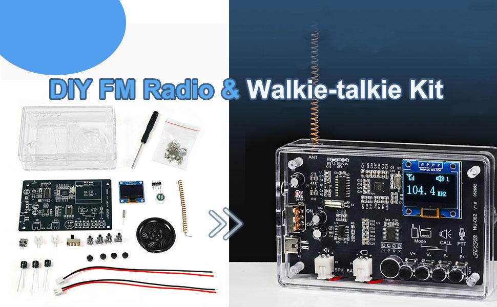 DIY Two-Way Walkie-Talkie Radio Kit Soldering Kits, 2 Pack Walkie-Talkie Soldering Projects, FM Radio DIY Kit for College High School Education