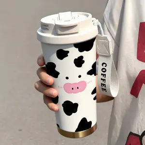 1pc 530ml/18oz Stainless Steel Travel Mug with Woven Handle – Vacuum Insulated Coffee Cup, Leak-Proof, Cute Water Bottle, Perfect for School, Office, and Car. Ideal Gift for Holidays, Valentine's Day, and New Year's for Men and Women.