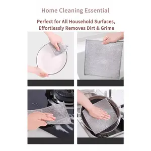 Non-Stick Oil Wire Mesh Dish Cloth, Double-Sided Abrasive Metal Scrubber for Kitchen, Heavy-Duty Pot Scrubbing Rag