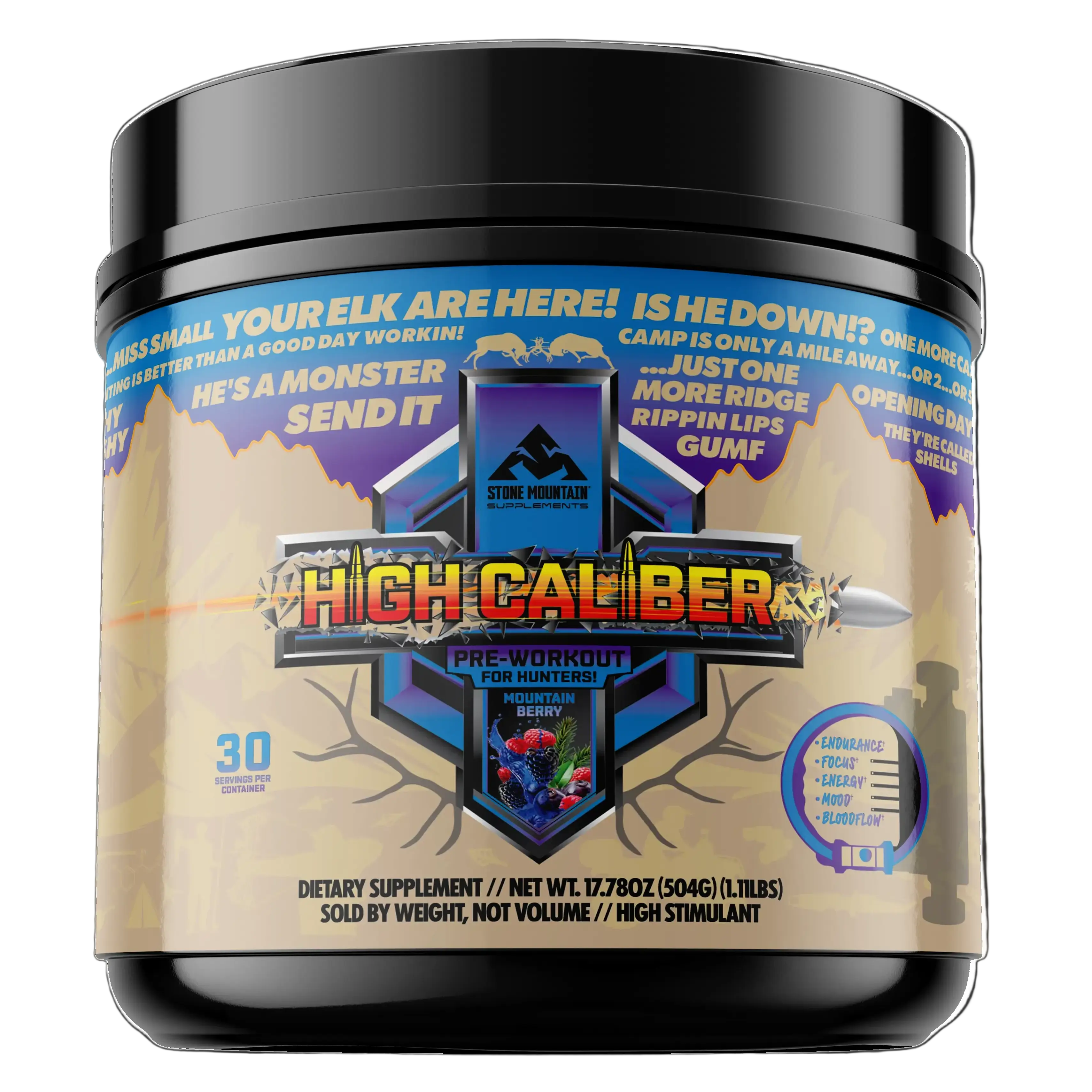Stone Mountain Supplements High Caliber Pre-Hunt Dietary Nutritional Stamina Supplement Powder, Wellness Formula for Pre-Hunt Preparation