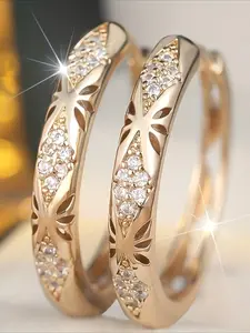 Vintage Bohemian Micro Paved Colorful Zircon Ring Earrings for Women Perfect for Daily Wear Parties and Banquets