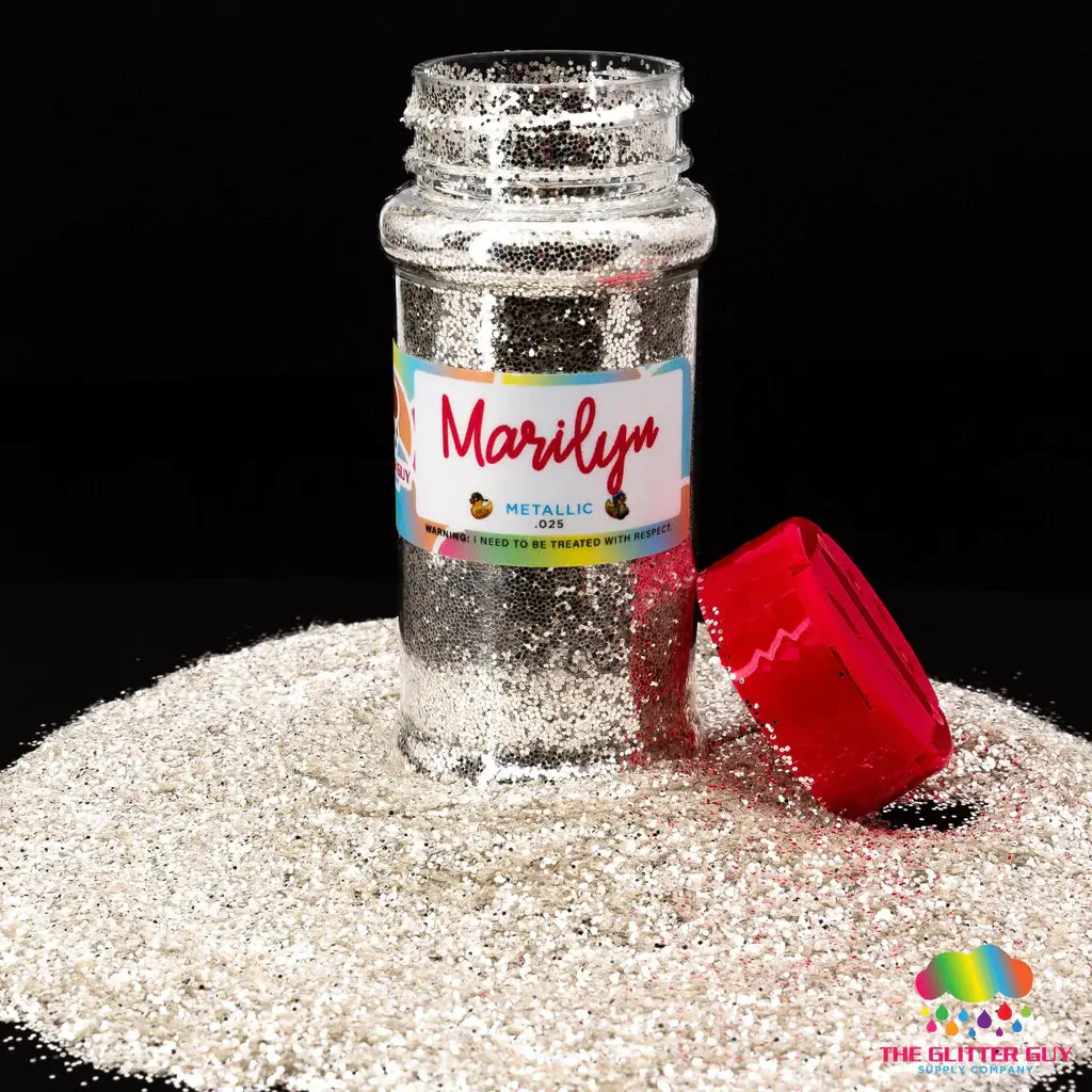 The Glitter Guy Marilyn Silver Metallic Glitter, Mirror Shine Polyester for Crafts & Nail Supplies, Solvent Resistant, Fine 1/40 Cut, 100ml Shaker, Diy Crafts, Easy Cleanup