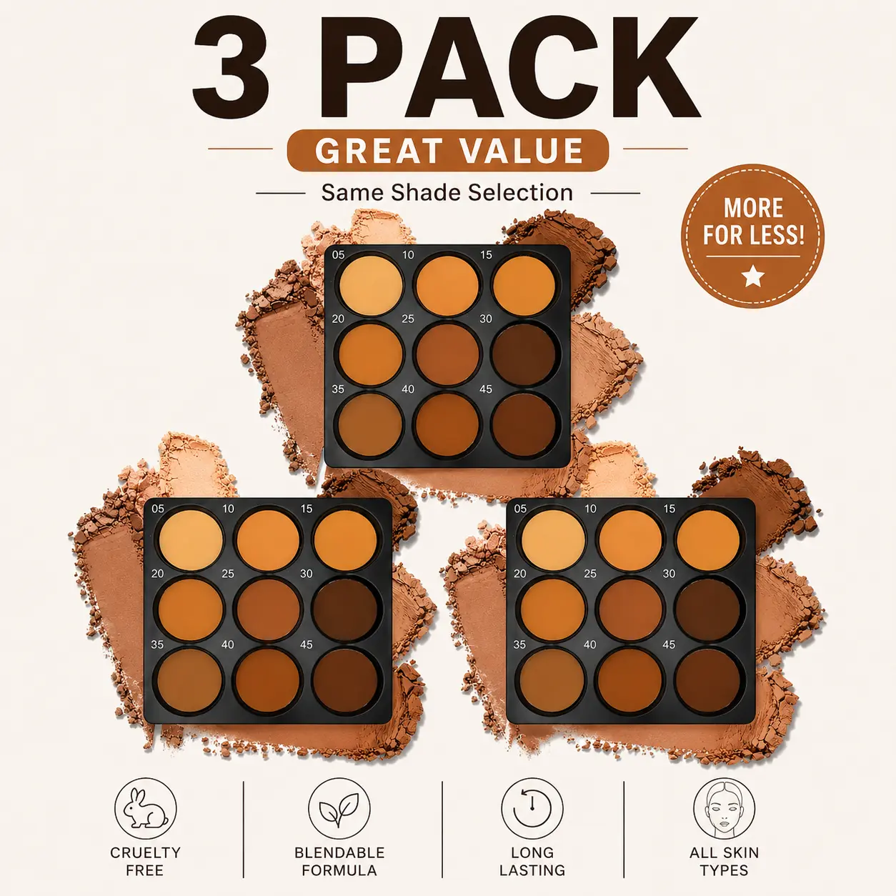9-Color Bronzer & Concealer Palette, Oil Control Make Up with Buildable Coverage for Face Contouring, Matte & Shimmer Finish for All Skin Types, 1-Pack