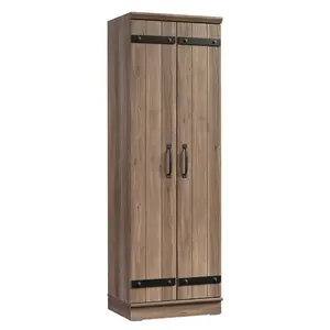 Sauder HomePlus Storage Cabinet with Shelves Salt Oak 2-Door Modern Farmhouse Design Adjustable Shelves & Base Levelers