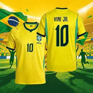 2026 Home And Away Yellow And Blue 10# Neymar 10# Vini 11# Raphinha Short Sleeve Soccer Jersey Fans Version