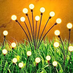 2-piece 8-LED vibrant solar firefly lights, solar-powered, solar lights with charming swinging motion, suitable for courtyard, garden, lawn, and party decorations