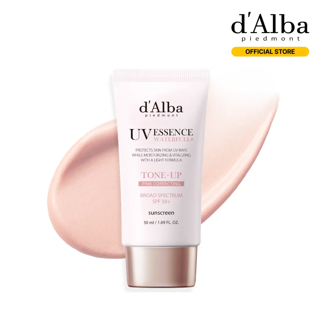 [OFFICIAL d'Alba] White Truffle Waterfull Tone Up Sunscreen Serum - SPF 50+ Hydrating Korean Facial Sun Cream (1.69 fl oz) Lightweight Moisturizer