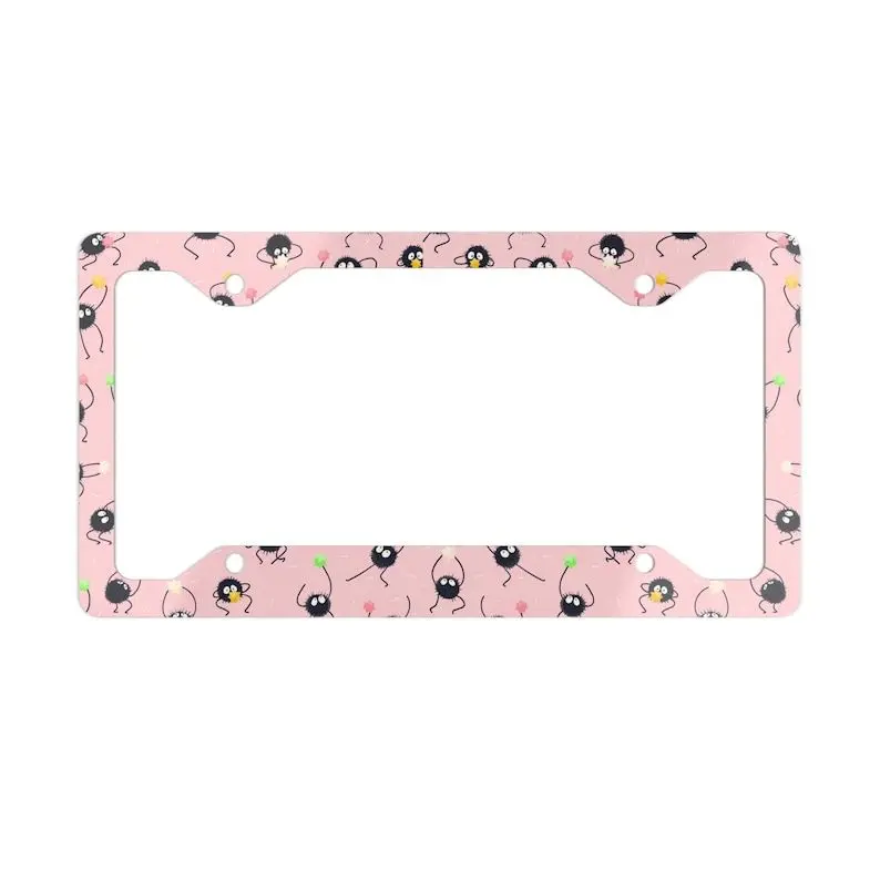 Studio Ghibli Soot Sprites License Plate frame metal car accessories spirited away girls anime gift cars License Plate Frame sohochic