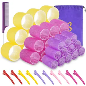 Self Grip Hair Roller Set (36 pcs)Heatless Hair Curlers, Hair Rollers with Hair Roller Clips & Comb 3 Sizes Hair Rollers in 1 Set Haircare Salon
