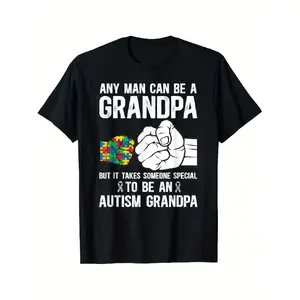to Be Autism Grandpa Autism Warrior Grandpa Autism Awareness T-Shirt 180g