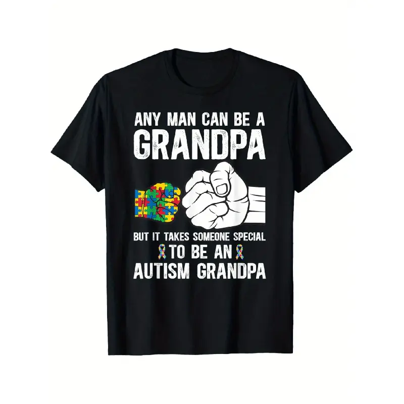 to Be Autism Grandpa Autism Warrior Grandpa Autism Awareness T-Shirt 180g Oversized Graphic Tees