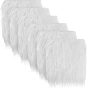 6 Pcs Faux Fur Fabric- 10"×10" Shaggy White Fur Square Patches, Fluffy Warm Plush Fur Cuts for DIY Crafts Sewing Costume Rugs Pillows Cushion Pad Chair Cover Christmas Gnomes Decors