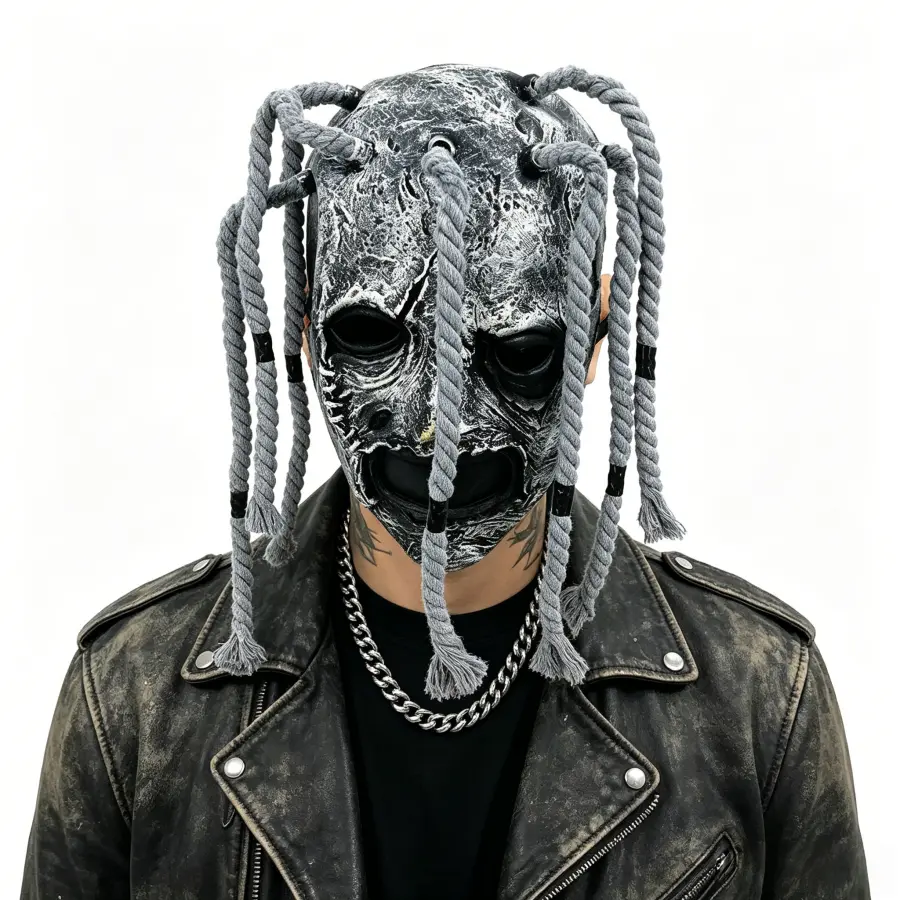 Horror Latex Mask with Dreadlocks – Scary Weathered Face Mask for Halloween, Cosplay, Rock Parties, and TikTok