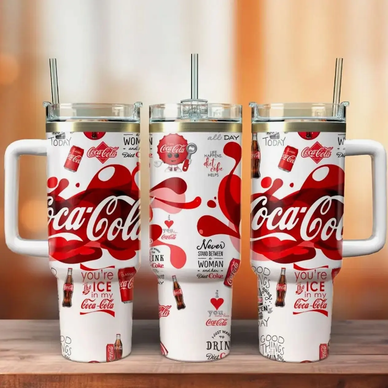 Vintage Coca Cola Tumbler 40oz Stainless Steel With Handle, Retro Coke Aesthetic Cup With Straw, Insulated Travel Mug, Classic Soda Lover Gift, Reusable Drinkware, Cute Viral TikTok Cup, Perfect For Iced Coffee, Gift For Coca Cola Fans, New Flasks 2026