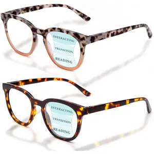 2 Packs Progressive Multifocus Reading Glasses for Women - Ladies Near and Far Blue Light Blocking Computer Readers