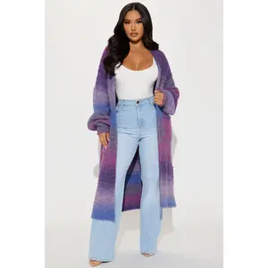 Mood Ring Open Front Cardigan - Purple/combo