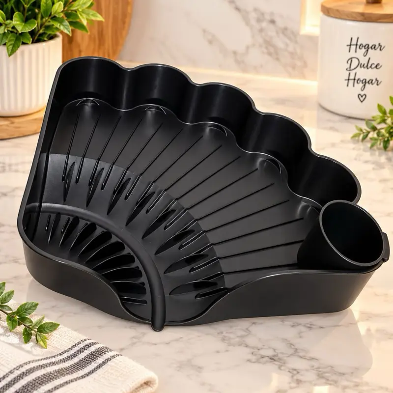 Sturdy Dish Drying Rack with Utensil Holder - Countertop Drying Stand Organiser, Durable Kitchen Organizing Solution for Home Dishes