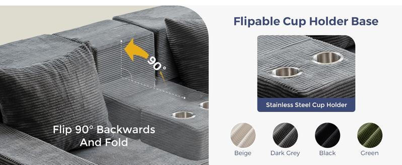 MAXYOYO Sofa Bed, 4 in 1 Foldable Floor Sofa Couch in A Box with 2 Cup Holders, Convertible 3 Seater Boneless Couch Folding Recliner Sleeper Chair for Living Room, No Assembly Required MAXYOYO Sofa Bed, 4 in 1 Foldable Floor Sofa Couch in A Box with 2 Cup Holders, Convertible 3 Seater Boneless Couch Folding Recliner Sleeper Chair for Living Room, No Assembly Required