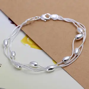 925 Sterling Silver Bracelet Women Lady Bead Chain Jewelry Wedding Daily Wear Elegant High Quality Fashion Accessory Durable Design