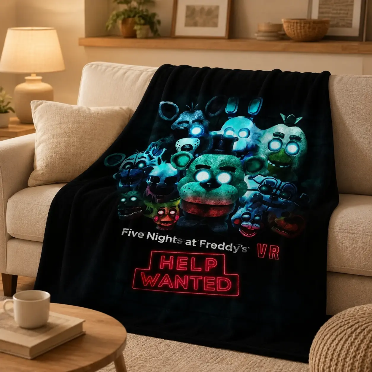 Five Nights at Freddy's Flannel Blanket Ultra Soft Warm Lightweight Throw Blanket Horror Game Theme Cozy Plush Bedding Blanket for Bed Sofa Couch Bedroom Living Room Office Car Travel Home Decor Holiday Gift for Fans