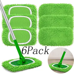 6 Pack Reusable Microfiber Mop Pads Compatible with Swiffer Sweeper,Washable Microfiber Pads,Mop is not Included,for Kitchen,Household Cleaning