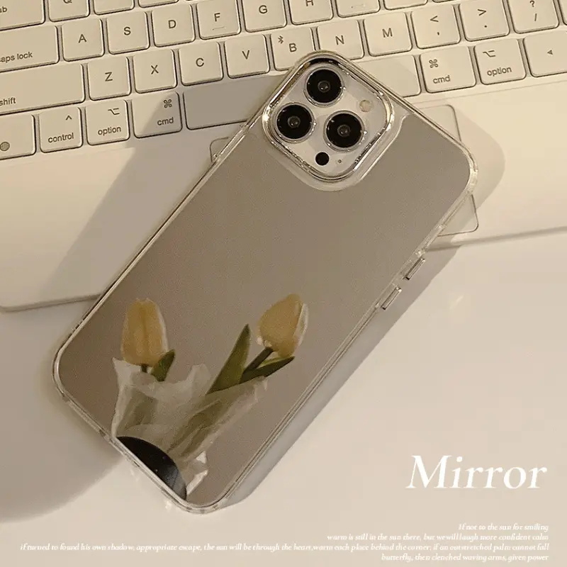Electroplated Mirror Acrylic Smartphone Case for iPhone 17/16/15/14/13/12/11 Pro Max/Pro/Plus, 2-in-1 Hard Shockproof Cellphone Cover for Handheld Use & Makeup Touch-Ups, Stylish Protection Accessory,back to school,back to school haul