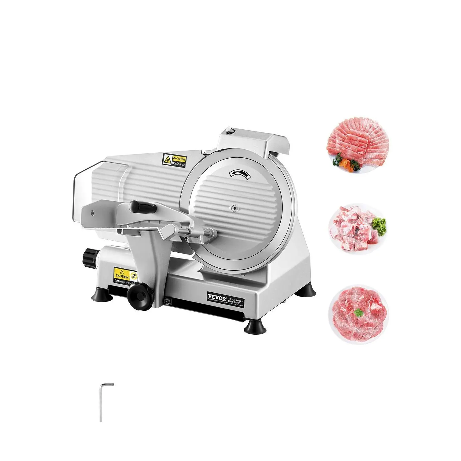 【DealsForYouDays】VEVOR Commercial Meat Slicer, 10 inch Electric Deli Food Slicer, 180W Meat Cutter with a Premium 65Mn Blade, 0-0.4 inch Adjustable Thickness, Food Slicer Machine for Meat Vegetables Hard Bread Cheese