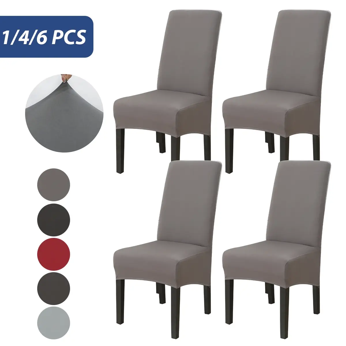 Elastic Dining Chair Slipcovers Set of 1/4/6, Stretch Chair Slipcovers, Chair Covers For Dining Chairs, Dining Chair Protector, High Back Design, Modern Style, Protects Chairs From Water Damage