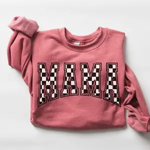 Checkered Mama Sweatshirt, Cute Retro Mom Crewneck, New Mom Gift, Pregnancy Announcement, Mothers Day Gift, Trendy Vintage Mom Sweater