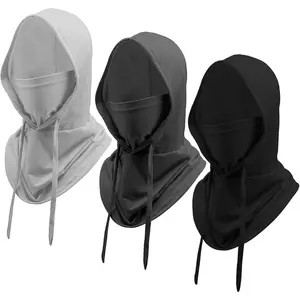 3 Pcs Unisex Windproof Cooling Balaclava Masks - Windproof Face Mask, UPF 50+ UV Protection, Mesh Fabric, 1-Size Drawstring, All-Season Breathable Sports Hood for Outdoor Cycling