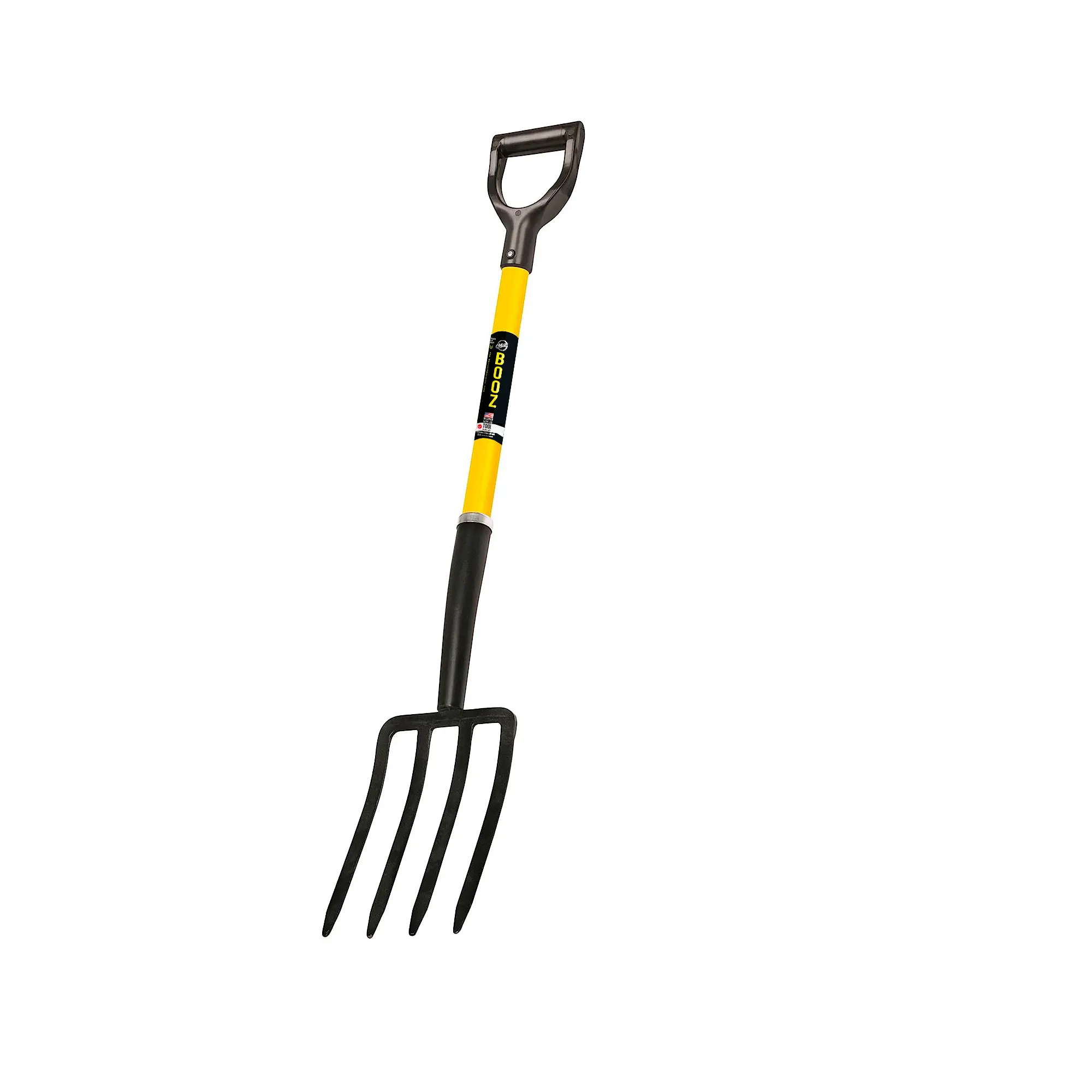 MWC Pro Spading Digging Fork with Fiberglass D-Handle 4-Tine 30-Inch