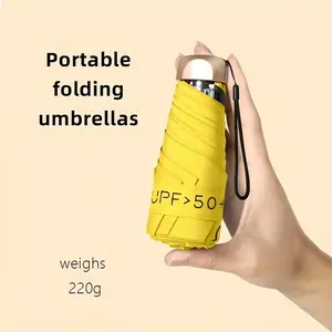 Compact 5-Fold Umbrella, UPF50+ UV Blocking Sunshade, Lightweight Waterproof Travel Umbrella for Women & Men, Fits in Pocket, Lightweight Foldable Umbrella