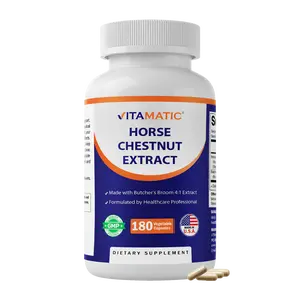 Vitamatic Horse Chestnut & Butcher’s Broom Extract Capsules – 700mg 20% Aescin Horse Chestnut, 300mg 4:1 Butcher’s Broom, 180 Count, Circulation & Vein Support, Non-GMO, Gluten-Free, Made in USA
