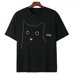 Cute Animal Lover’s Blep Blep Cat Tee – Black Cat Design for Men & Women