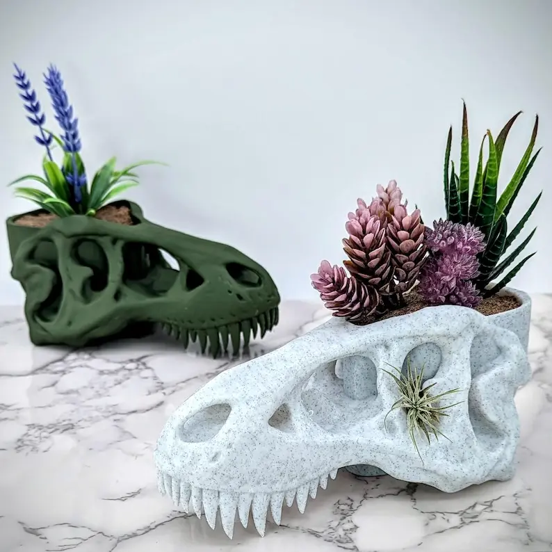 T-Rex Skull Geometric Dinosaur Pot | Prehistoric Dino Flower Pot