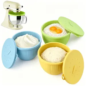 Silicone Bowl Liners for KitchenAid Mixer,Fits 4.5-5Qt Tilt-Head,Thickened Odorless Non-Stick Kitchenaid Silicone Bowl Liner, Dishwasher Safe Easy Clean,3 Pack with Lids,Kitchen Bowls, Food StorageBowl, Kitchenware