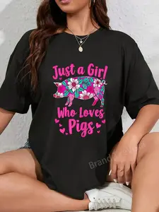 100% Cotton Unisex Pig Lover Just A Girl Who Loves Pigs T-Shirt