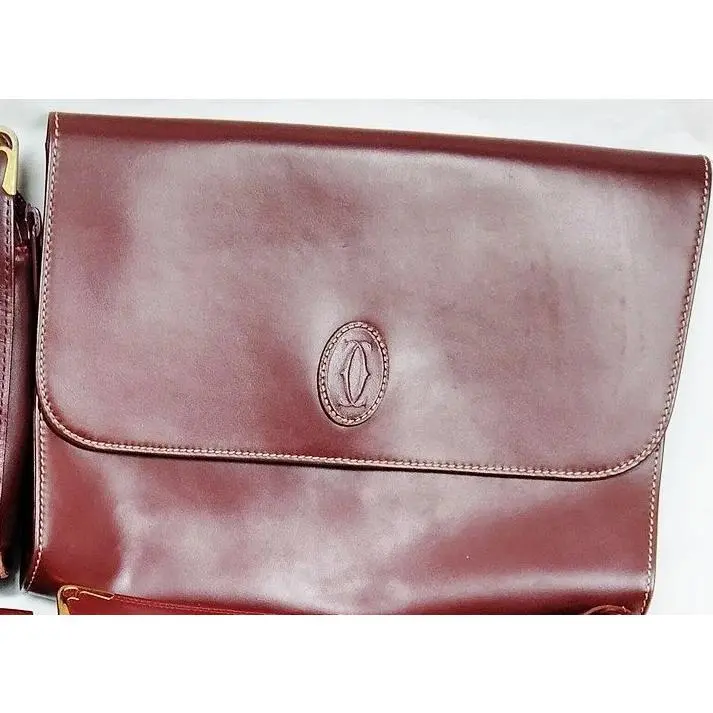 Pre-owned Other Clutch Cartier Shoulder Bag Bordeaux Leather 12718351811/861162
