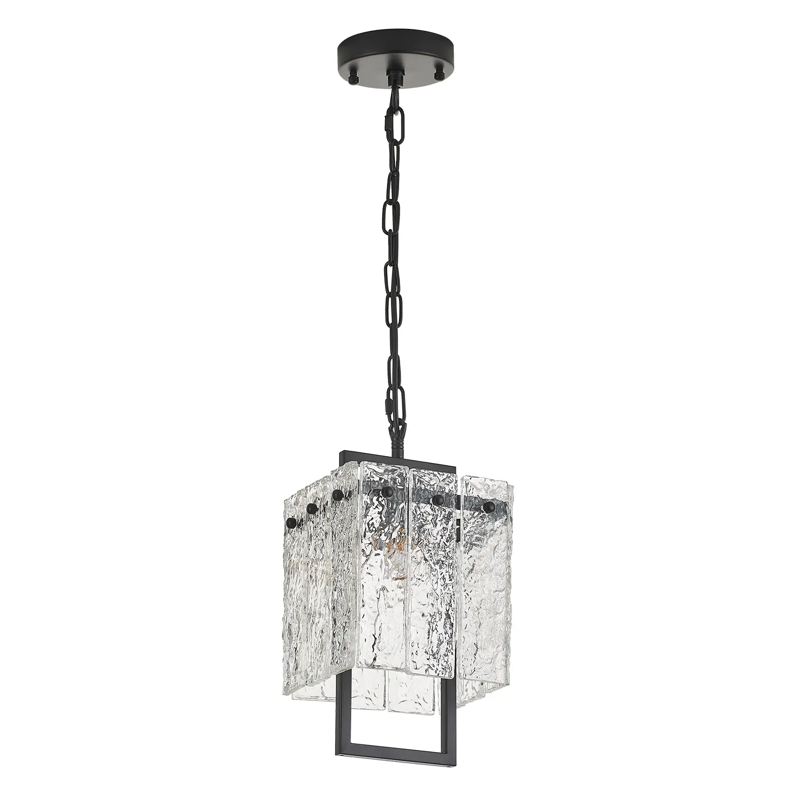 Black Crystal Pendant Light for Kitchen Island, Luxury Water Ripple Glass Chandelier Lights Fixture, Modern Elegant Adjustable Pendant Lighting for Dining Room Bedroom