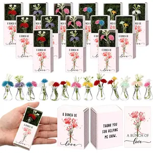 12 Sets Mother's Day Bulk Gifts for Women Teacher Nurse Appreciation Positive Mini Bud Vases with Flower Office Desk Decor Mini Box  Thank You Gifts for Graduation Coworker Staff (Clear)