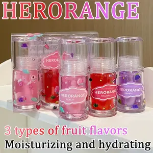 HERORANGE 1PC/3PCS Fruit Nourishing Lip Care Lip Oil, Moisturizing Lip Balm - Moisturizing Jelly Crystal Three-piece Set, Pink, Red and Blue - Suitable for all skin types to reduce lip lines, sun protection for lips, non-sticky, watermelon flavor