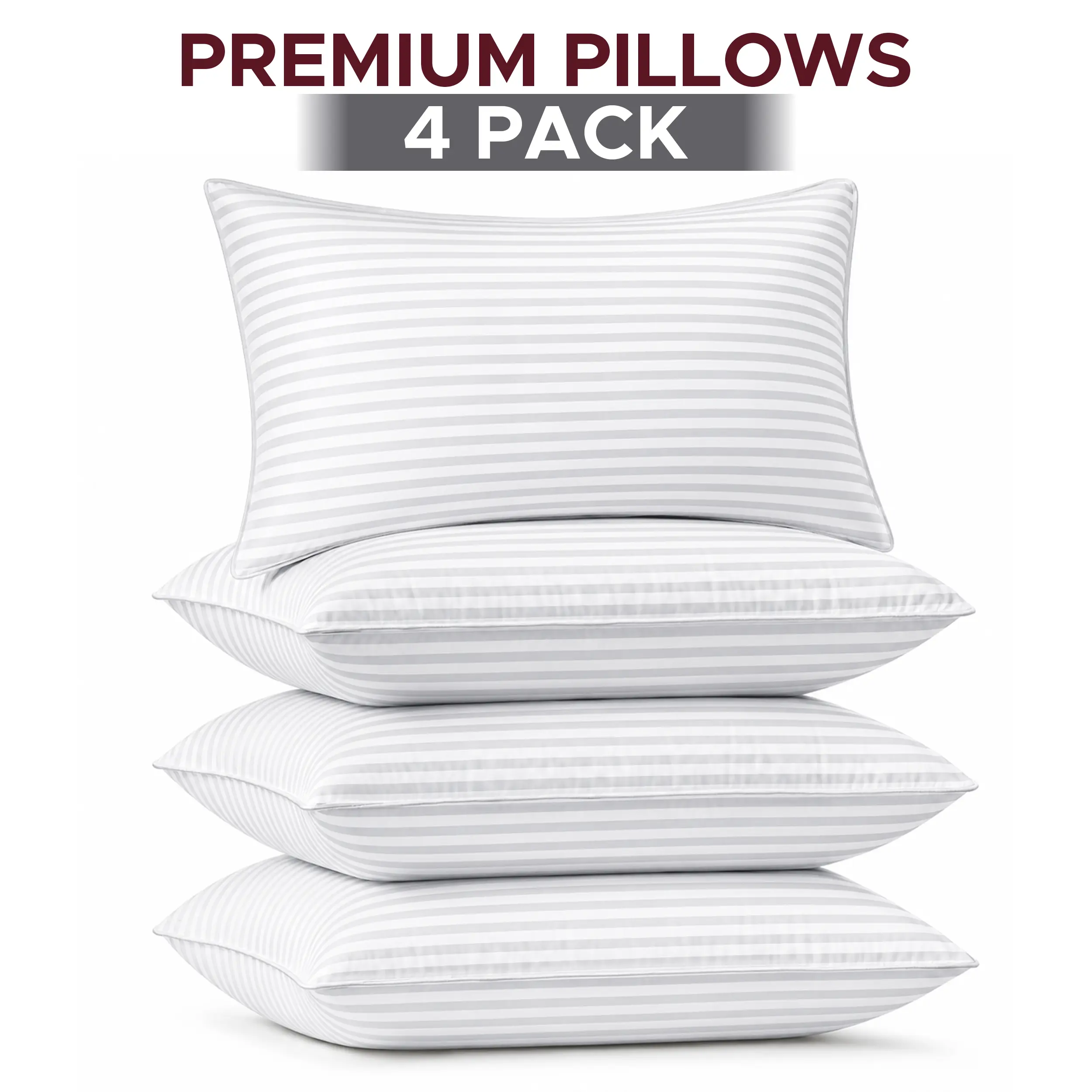 Hannah King Size Pillows Set of 2 & 4 – Hotel Collection Bed Pillows with Soft Fluffy Support – No-Shift Design for Side, Back & Stomach Sleepers – Luxury Down Alternative Sleeping Pillows