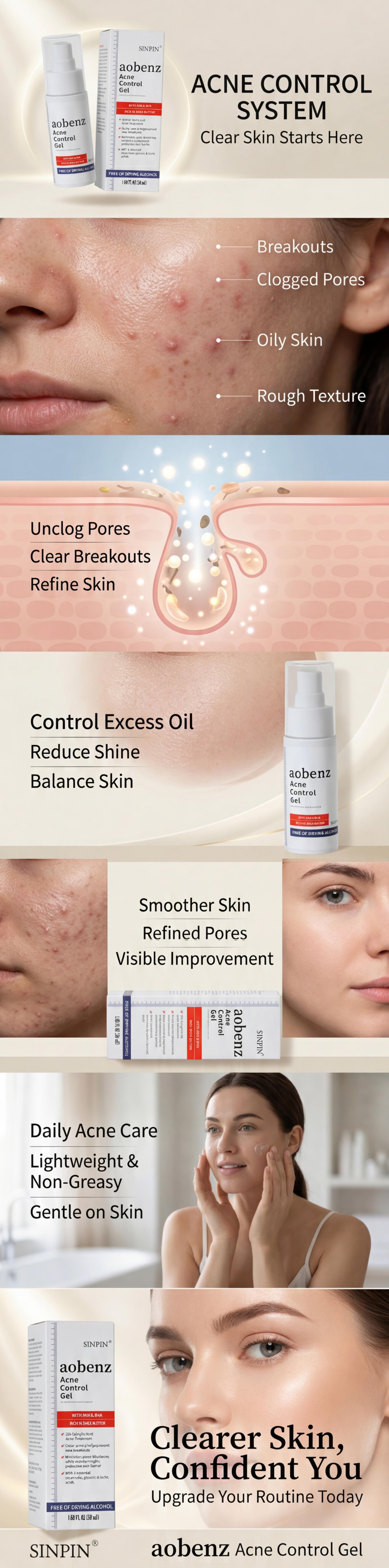 Acne Control Gel with AHA BHA | Salicylic Acid Acne Treatment | Clear Breakouts, Shrink Pores & Smooth Skin Fast Acne Control Gel with AHA BHA | Salicylic Acid Acne Treatment | Clear Breakouts, Shrink Pores & Smooth Skin Fast