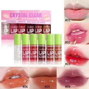6-Piece Lip Gloss Set, Berry Color Range, Mirror Finish Water Mist Non-Sticky, Waterproof Sweatproof Long-Lasting, Multi-Color Lip Makeup