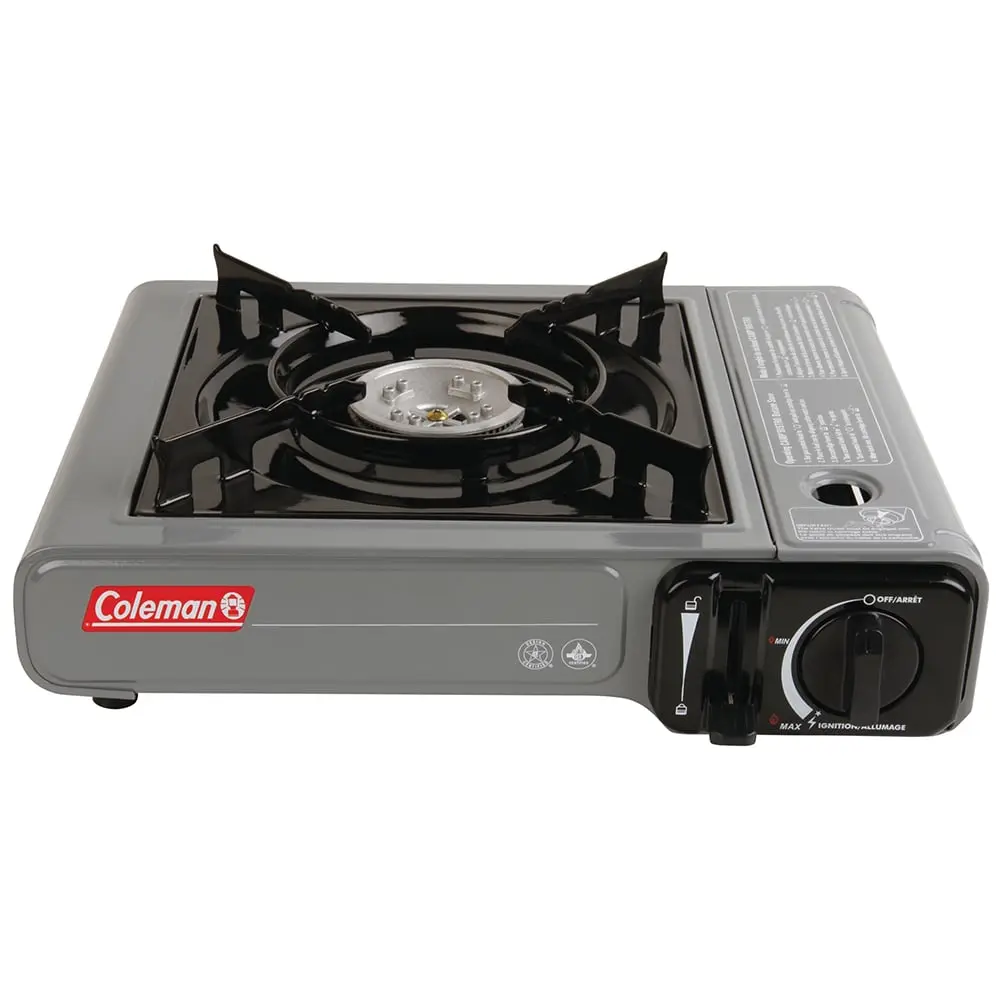 Coleman 1-Burner Table Top Butane Camping Stove - Gray Portable Camping Cooker for Sports & Outdoor Hiking Camp Kitchen Gear, Outdoorgear, Portable Gas Stove, Camping Cooking Gear