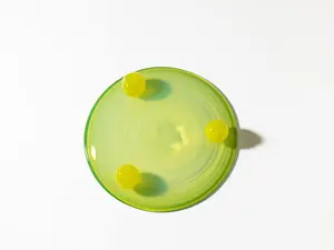Sticky Glass Tripod Dessert Plate #3 - Electric and Neon