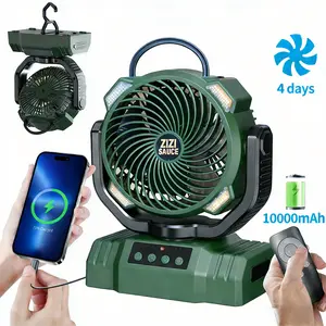 led camping fan Rechargeable Camping LED Work Light  battery powered fan battery fan 8.7-Inch Camping Fan for Outdoort, 10000mAh(58Hrs) Battery Operated Fan for Camping, Auto Oscillation Timing Fans with Remote/Light ,Outdoor Rechargeable Fan with Hook