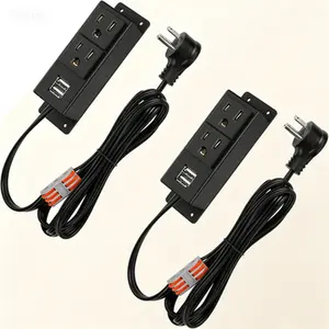 2Pack Power Outlet Kit, Hidden Outlet Cabinet Accessories with USB Ports, Mountable Power Strip for Interior Dehumidifiers and Lights, UL Listed Outlet Extender, Black