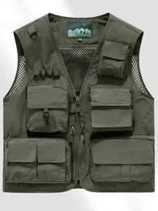 Outdoor Multifunctional Vest Gilet Men Multi-Pocket Workwear Back Vest Photography Fishing Breathable Mesh Tactical Harness